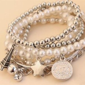 Pearl of the Eiffel Tower multi-layer  bracelet